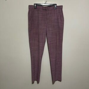 ASOS Men's Dress Pants 36X32 Tailored Fit Purple Plaid Business Casual Trousers